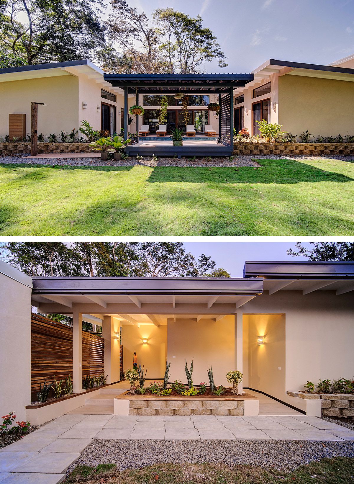 Bedrooms of the villas with direct window onto the outdoor pool