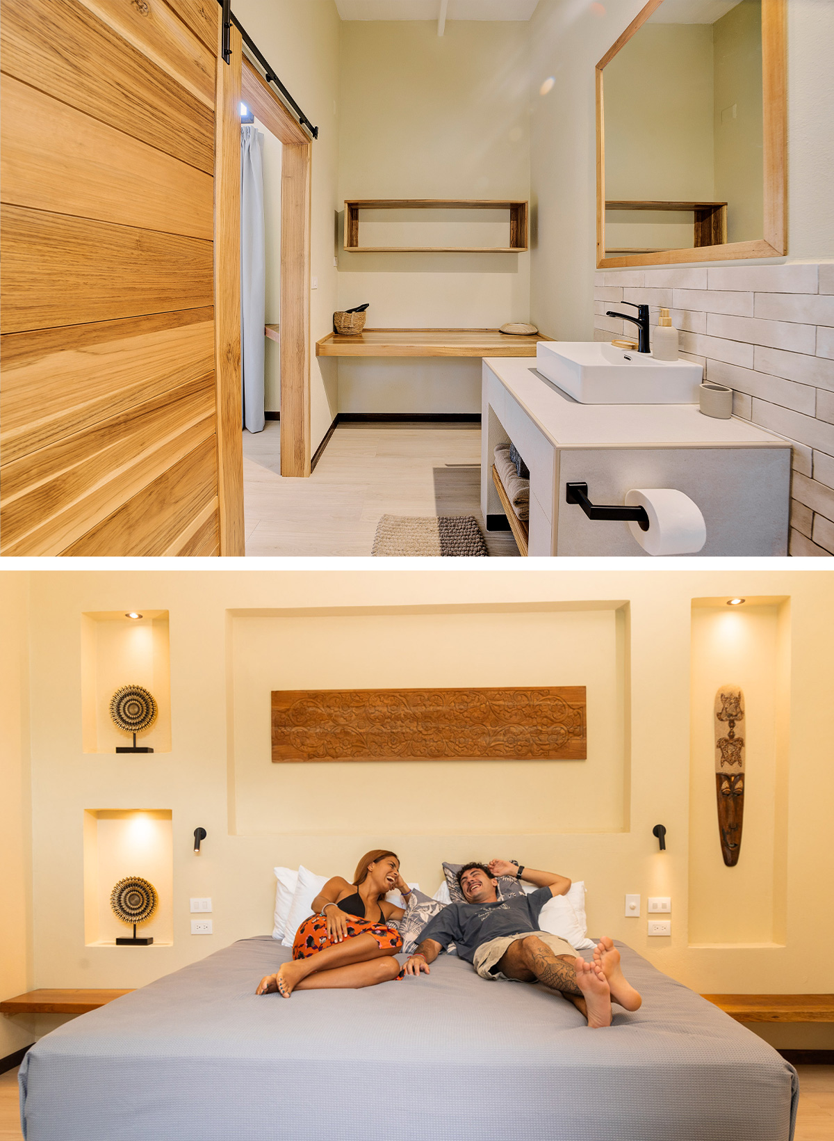 Detalles de baños y duchas de las villas de Villas Roca del Caribe